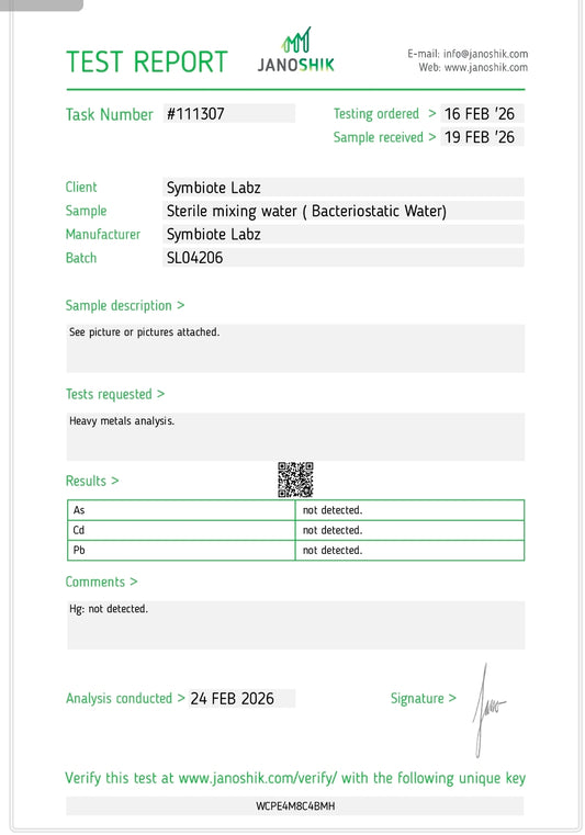 Symbiote Labz – Sterile Mixing Water (BAC Water) – 10 mL